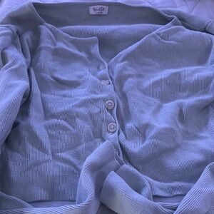 Brandy Melville Blue Cardigan Sweater V-Neck Knit